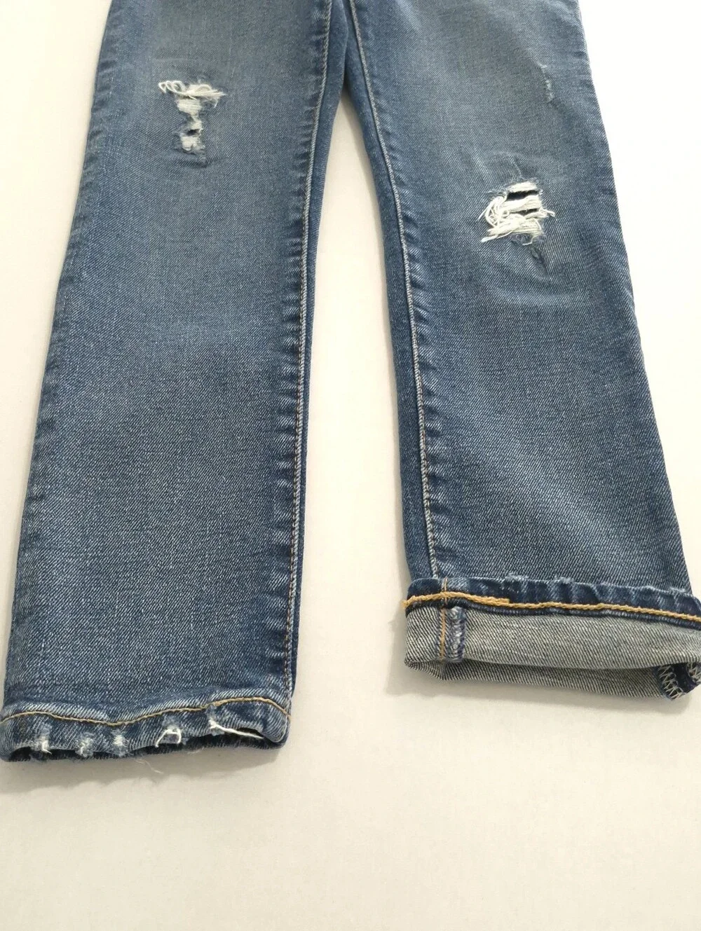 GAP Kids Boys 7 Slim Jeans Distressed Rip Repair Blue Wash Adjustable Waist